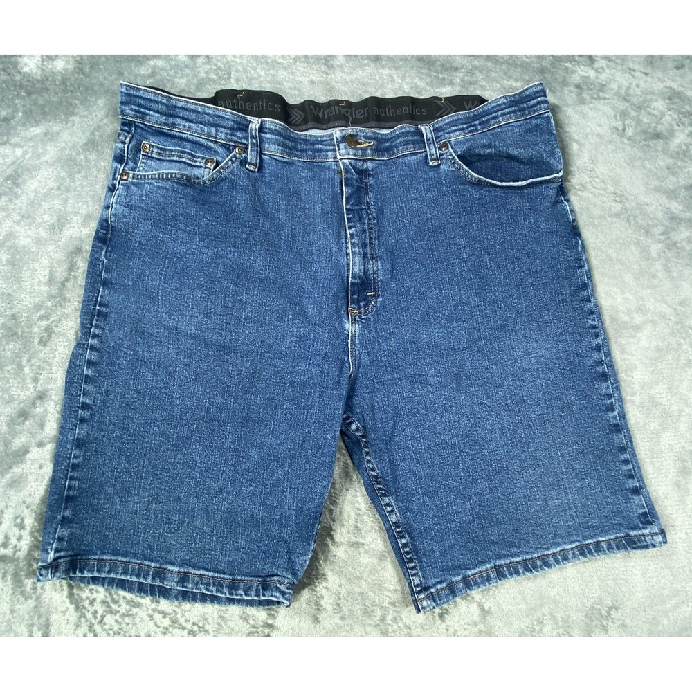 Wrangler Authentics Denim Shorts Mens 40 Blue Medium Wash Stretch Waistband